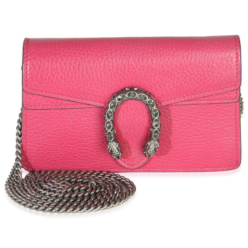 Gucci Pink Dollar Calfskin Crystal Super Mini Dionysus Flap